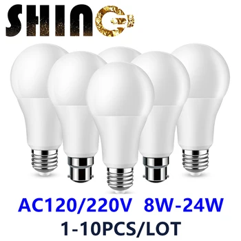 1-10 ADET Led ampul lambaları E27 B22 AC120V AC220V ışık gerçek güç 8W 9W 10W 12W 15W 18W sıcak beyaz soğuk Beyaz Lampada ev için