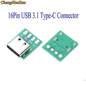 1-10 Adet USB 3.1 Tip C Konnektör Tipi-C 16 Pin Test PCB kartı Adaptörü 16P konektör soket Veri hat teli Kablo Transferi
