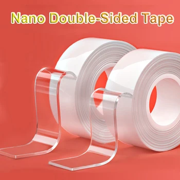 1/2/3 / 5m Yeniden Kullanılabilir Çift taraflı yapışkan Nano Traceless Çift taraflı Bant çıkarılabilir etiket Yapışkanlı Döngü Tutkal Gadget