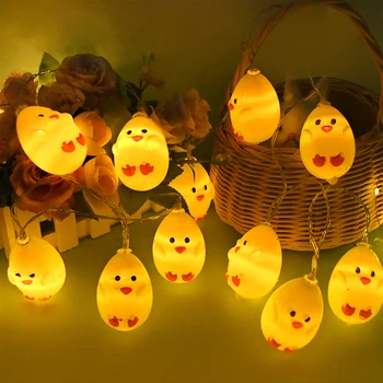 1.5 M 10LED küçük sarı tavuk dize ışıkları çocuk odası Garland peri tavuk lamba pili Powered mutlu paskalya parti dekor
