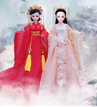 1/6 Ölçekli 30 CM Çin Uzun Saç Kraliçe Antik Kostüm Tarzı peri elbisesi Hanfu Barbi Bebek 12 veya 20 Eklemler Vücut Kız Oyuncak Hediye