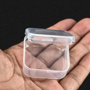 (1 Adet) 3.5X3.5X1.5cm Mini Şeffaf Plastik Küçük Kutu moda takı Kulaklıklar Saklama Kutuları Durumda Konteyner Boncuk Organizatör