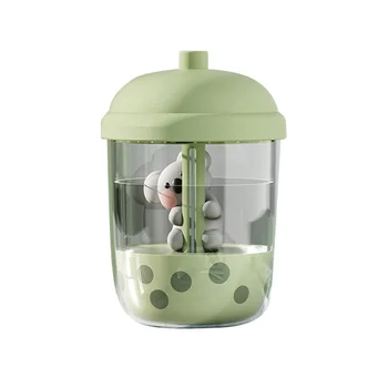 1 Adet Yeni Sevimli Koala Süt Çay Bardağı Nemlendirici Yüksek Sis Ev Küçük Taşınabilir Masaüstü USB Mini Parfüm, yeşil