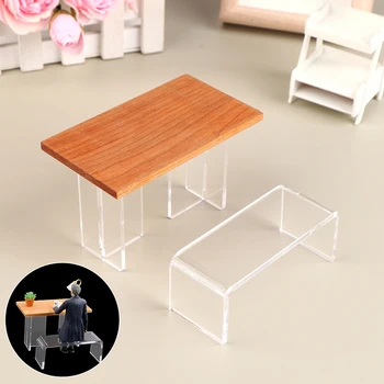 1 Takım 1: 12 Evcilik Minyatür yemek masası yemek Sandalyesi Asma Masa Ev Modeli Dekor Oyuncak Bebek Evi Aksesuarları