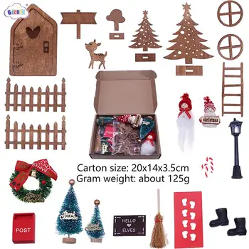 1 Takım 1: 12 Evcilik Minyatür yılbaşı dekoru Peri Kapı Elf Bebek Çit Noel Ağacı Gazyağı Lambası Modeli Bebek Evi Aksesuarları