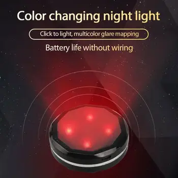 1 ~ 5 ADET Yuvarlak Gece Lambası Uzaktan Kumanda Şarj Edilebilir Kısılabilir Renkli Gece Lambası RGB Yatak Odası Sıcak Dolap Lambaları
