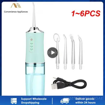 1 ~ 6 ADET Oral Irrigator Taşınabilir diş duşu USB Şarj Edilebilir su jeti İpi kürdan 4 Jet Ucu 220ml 3 Modları IPX7