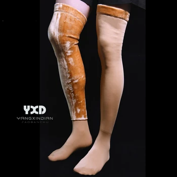 1 Çift / Erkek Kış Diz Pedleri Artı Kadife Kalınlaşmak Uyluk Çorap Adam Sıcak Yüksek Çorap Erkek Sürme Diz Tayt Çorap Düz Renk