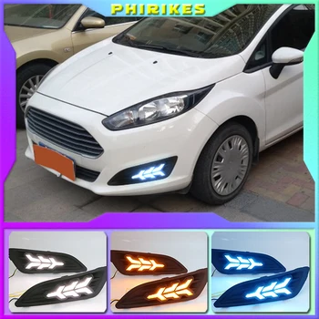 1 Çift Ford Fiesta 2013 için 2014 2015 2016 LED Gündüz farı LED DRL Sis lambası kapağı Sarı dönme sinyali ışıkları