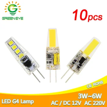 10 adet G4 COB LED Ampul AC DC 12 V 6 W AC220V 6 W 10 W LED G4 lamba Kristal LED ışık Ampul Lampada Lampara Bombilla Ampul LED G4 3 W 4 W