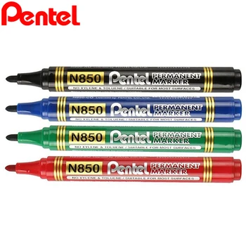 10 adet / kutu Japonya Pentel N850 boya kalemi 4.2 mm Yuvarlak Kafa toksik Olmayan Güvenli solmaz Su Geçirmez Kalıcı Siyah Kırmızı Mavi işaretleyici kalem