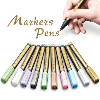 10 Renkler / Set Epoksi Reçine cetvel kalemi DIY Boya Vurgular Akrilik Metalik keçeli kalem Graffiti tükenmez kalem