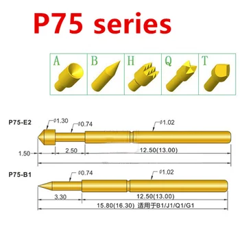 100 ADET Bahar Testi Pin P75-A2 B1 E2 E3 D2 J1 Q1 Q2 H2 LM2 T2 Dış Çap 1.02 mm Uzunluk 16.5 mm PCB Probu