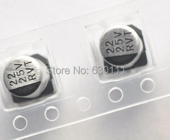 100 adet / grup 22uf 25V SMD Çip Alüminyum elektrolitik kondansatör, boyutu: 5mm * 5mm