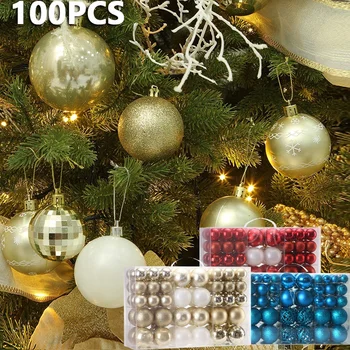 100 adet Noel Topları Glitter Noel Ağacı Süsleme Asılı Top Ev Noel Yeni Yıl Hediye Noel Dekorasyon