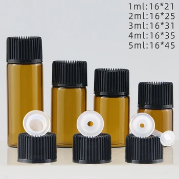 100 adet Plastik Kapaklı Şişeler Parfüm örnek şişesi uçucu yağ İle Cam şişe 1-5ml Dram Amber Cam Şişe