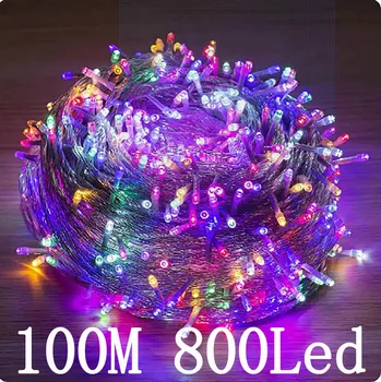 100 M 800LED noel günü dekorasyon LED ışıkları açık oda dekorasyon yıldızlı dize ışıklar ab tak 220 v-240 v