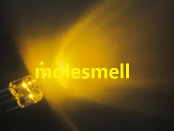 1000 adet 3mm Sarı Yuvarlak Flanşsız Su Temizle Led Led Lamba 3mm ultra parlak sarı led