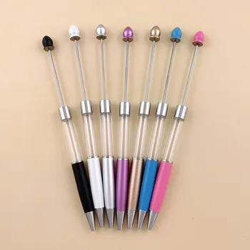 1000 Adet Metal Boncuklu Tükenmez Kalemler Şeffaf Çubuk Boncuk Kalem Tükenmez Kalem Dıy Kristal Yağ Kalemler