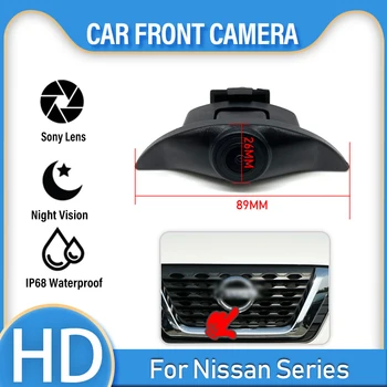 1080 * 720P HD CCD balıkgözü 140deg balıkgözü Ön Görünüm araç Logo Kamera Nissan Serisi İçin Gömülü İşareti ön Su Geçirmez Kamera