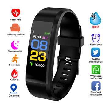 115 Artı akıllı saat 2023 Bluetooth bilezik Kalp Hızı Kan Basıncı Akıllı Bant Spor takip bilekliği için fitbit Saatler