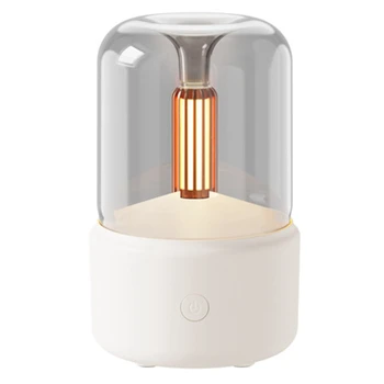 120ML Mum Lamba AROMA YAYICI Hava Nemlendirici Elektrikli Aromaterapi Alev USB Masaüstü Dekor Gece Lambası Beyaz