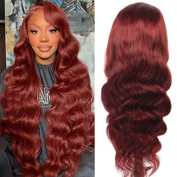 13x6 hd Dantel Ön Peruk Tutkalsız peruk insan saçı Hazır Giyim Vücut Dalga Kırmızımsı Kahverengi Brezilyalı Dantel ön peruk Kadınlar İçin