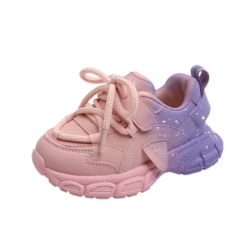 14-16cm Moda Çocuk Sneakers Kız Yama Leopar Erkek spor ayakkabı, yürümeye Başlayan Ayak Bileği Yürüyüşe Küçük Çocuklar İçin Sonbahar Bahar