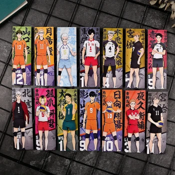 14 Adet / takım Japonya Anime Haikyuu!! Voleybol Erkek kağıt kitap ayracı Kitap Okuma İçin Sayfa Tutucu Kırtasiye Okul Ofis Arzı