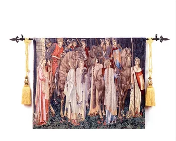 140 * 100 cm William Morris Kutsal kase savaş şövalye antika pamuklu kumaş resim ev dekorasyon duvar asma goblen ST-55