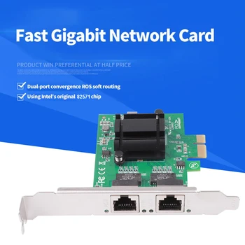 1G PCIe 1x Gigabit Çift Bağlantı Noktalı Sunucu Ağı 2 * RJ45 Bağlantı Noktası lan kartı Kartı 10/100/1000Mbps Ethernet Denetleyicisi Masaüstü için