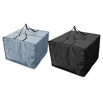 2 Adet dış mekan mobilyası Koltuk Minderleri saklama çantası Su Geçirmez Bahçe Seti Kapakları Taşıma Çantası Kare Gri+Siyah 81X81x61cm
