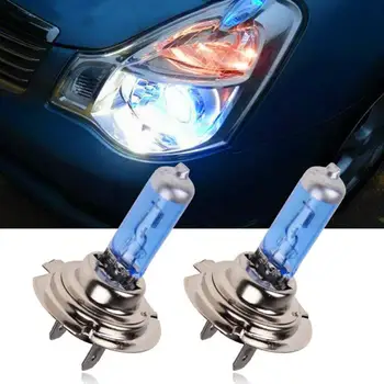 2 ADET H7 6000K Xenon halojen Araba kafa lambası ampulleri 55W 12V gaz halojen süper parlak beyaz ışık araba halojen ampuller araba farlar