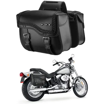 2 adet Motosiklet Heybe Yan Çanta Sentetik Deri Alet saklama çantası Evrensel Honda / Suzuki / Kawasaki / Yamaha