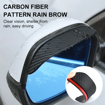 2 Adet/takım Dikiz Aynası Yağmur Visor Duman Guard Evrensel Karbon Fiber Dikiz Yan Ayna Yağmur Kaş Arabalar SUV Kamyon için
