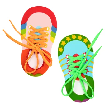 2 Adet çocuk Terlik Dişli Ayakabı Uygulama Oyuncak Kravat Ayakkabı Çocuklar 2 adet Bağlama Oyuncaklar