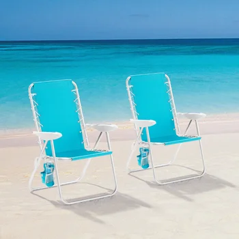 2-Pack Dayanakları Alüminyum Bungee plaj sandalyesi, Kırmızı Beyaz ve Mavi Şerit açık sandalye plaj sandalyeleri balıkçılık sandalye