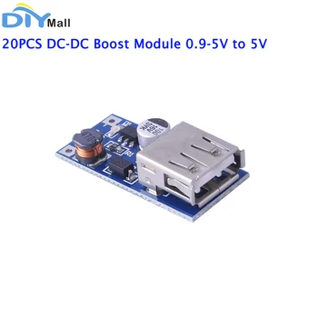 20 adet DC-DC Step Up Modülü Boost Dönüştürücü 0.9 V-5V için 5V 600MA USB Mobil Güç Boost devre