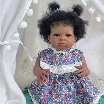 20 inç Koyu Kahverengi Cilt Yeniden Doğmuş Bebek Lanny Bebek Sanat Yapımı 3D Cilt Gerçekçi Bebek Koleksiyon oyuncak bebek çocuklar için Hediyeler