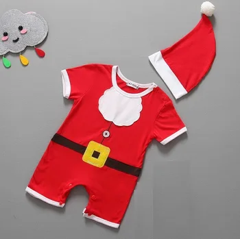 2020 Bebek Noel giysileri setleri Erkek Kısa Tulum + Şapka bebe giysileri takım elbise tek parça giyim