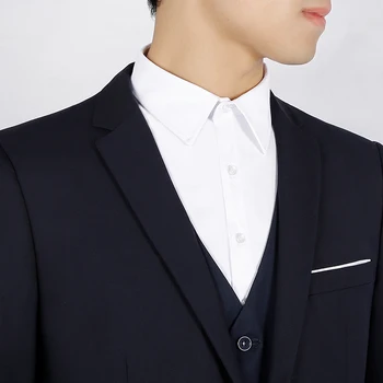 2021 Marka Yeni Yüksek Kaliteli erkek Sahte Yaka Gömlek Beyaz Siyah Pamuklu Erkek İş Elbisesi Takım Elbise Çıkarılabilir Yanlış Büyük Parti İçin