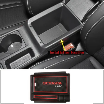 2021 Skoda Octavia için araba iç PRO merkezi kol dayama kutusu saklama kutusu ABS otomobil parçaları