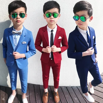 2022 Bahar Çocuklar Düğün Takımları Erkek Blazer Pantolon Çocuk Resmi parti giysileri Setleri Elbise Smokin Yürümeye Başlayan Okul Kıyafetleri