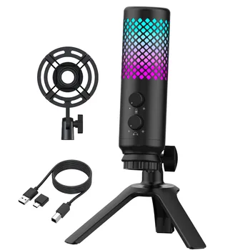 2022 Yeni Fabrika Akışı Podcast Kondenser Profesyonel mikrofon Standı USB RGB Oyun Dizüstü PC için Mikrofon PS4 PS5