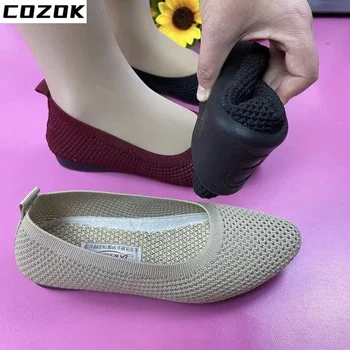 2022 Yeni Örgü Daireler Kadın Ayakkabı Yumuşak Takozlar Spor Nefes Koşu Yürüyüş Spor Ayakkabı Örgü Çorap Kadın Sandalet Zapatos Mujer