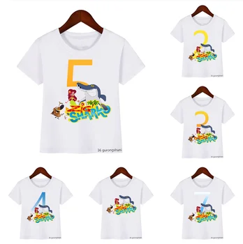 2022New Sevimli Kawaii Köpekbalığı T Shirt doğum günü hediyesi 2-9 Yaşında Gömlek Karikatür Çocuklar kısa kollu tişört Kız Erkek Bebek Gömlek Tops