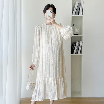 2023 Bahar Kore Moda hamile elbiseleri Zarif Rahat Gevşek Düz Hamile Kadınlar için Sonbahar Gebelik Giyim