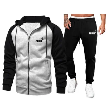 2023 Erkek Eşofman Kış fermuarlı ceket + koşu pantolonları 2 Parça Set Erkek Rahat Kapşonlu Spor Setleri Sonbahar Spor Salonları eşofman takımlar