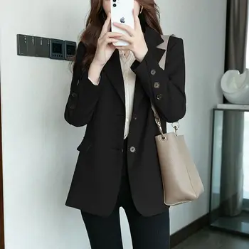 2023 İlkbahar Sonbahar Yeni Küçük Takım Elbise Ceket Kadın Mizaç Yabancı Stil Gevşek Kore Versiyonu Ceket Kadın Bahar Giyim LY005