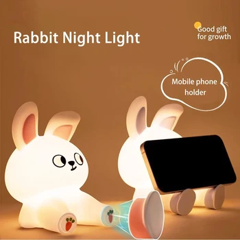 2023 LED USB Karikatür Sevimli Gece Lambası Silikon Tavşan Lamba USB Masaüstü Dekor masa lambası Çocuk Çocuk doğum günü hediyesi Aydınlatma Lambası